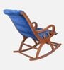 Aarava Fabric Upholstered Teak Wood Rocking Chair In Teak Indigo Finish