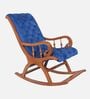 Aarava Fabric Upholstered Teak Wood Rocking Chair In Teak Indigo Finish