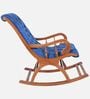 Aarava Fabric Upholstered Teak Wood Rocking Chair In Teak Indigo Finish