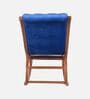 Aarava Fabric Upholstered Teak Wood Rocking Chair In Teak Indigo Finish