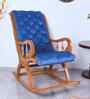 Aarava Fabric Upholstered Teak Wood Rocking Chair In Teak Indigo Finish