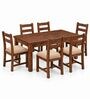 Aaroh 6 Seater Dining Set In Provincial Teak Finish With Beige Colour Chair Aaroh 6 Seater Dining Set In Provincial Teak Finish With Beige Colour Chair