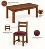 Aaroh 6 Seater Dining Set In Provincial Teak Finish With Plum Colour Chair Aaroh 6 Seater Dining Set In Provincial Teak Finish With Plum Colour Chair