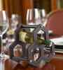 Studio Premium Faux Leather 3-Bottle Wine Rack Modern Hexagon Design Tabletop Wine Holder