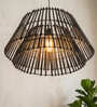Aattur Handcrafted Rattan/Wicker Pendant Lamp Hanging Light Charcoal