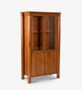 Aayam Glass Book Case With Led LightIn New Teak Dark Finish