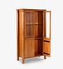 Aayam Glass Book Case With Led LightIn New Teak Dark Finish
