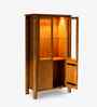 Aayam Glass Book Case With Led LightIn New Teak Dark Finish