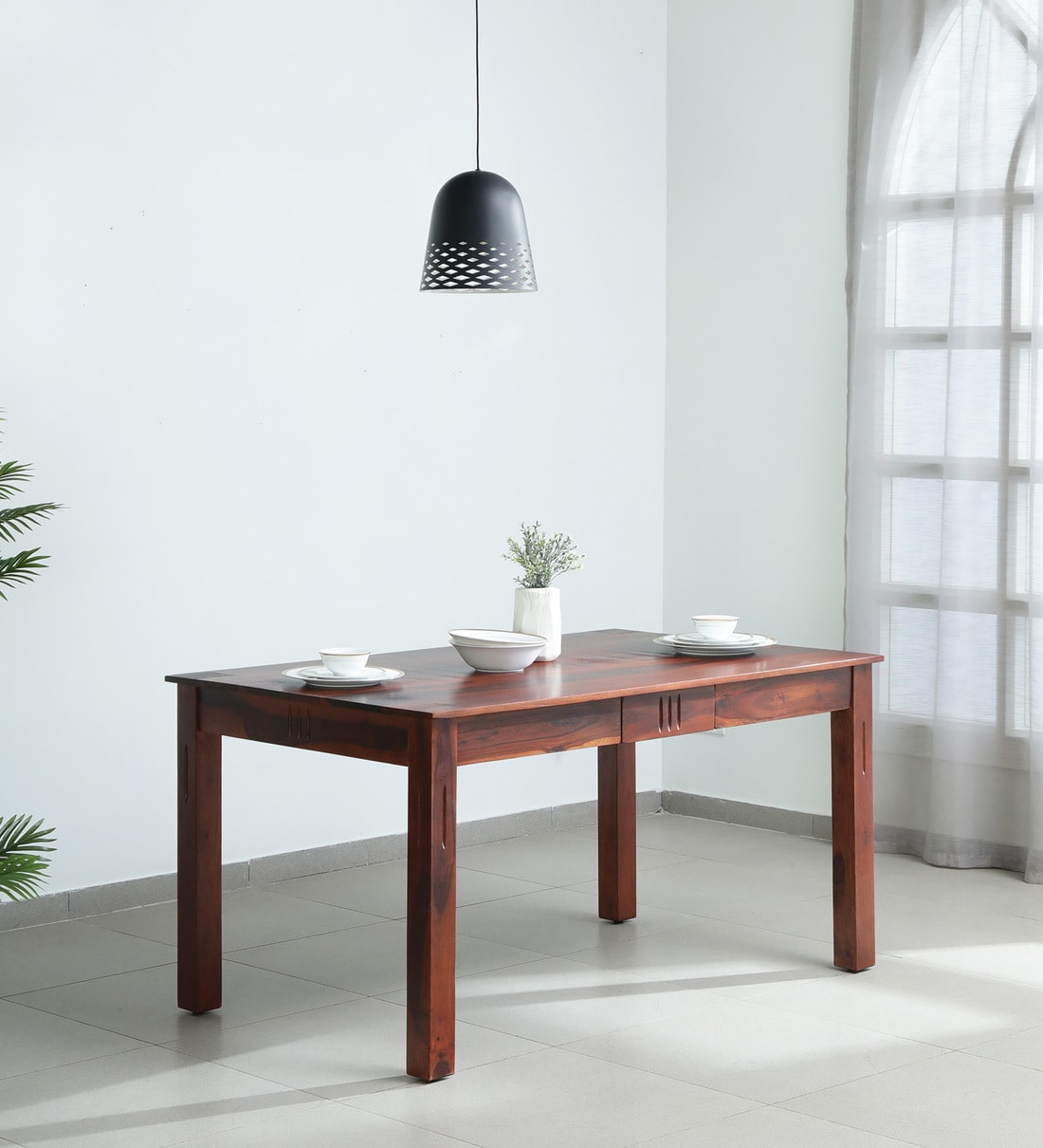 Buy Abbey Sheesham Wood 6 Seater Dining Table In Honey Oak Finish By