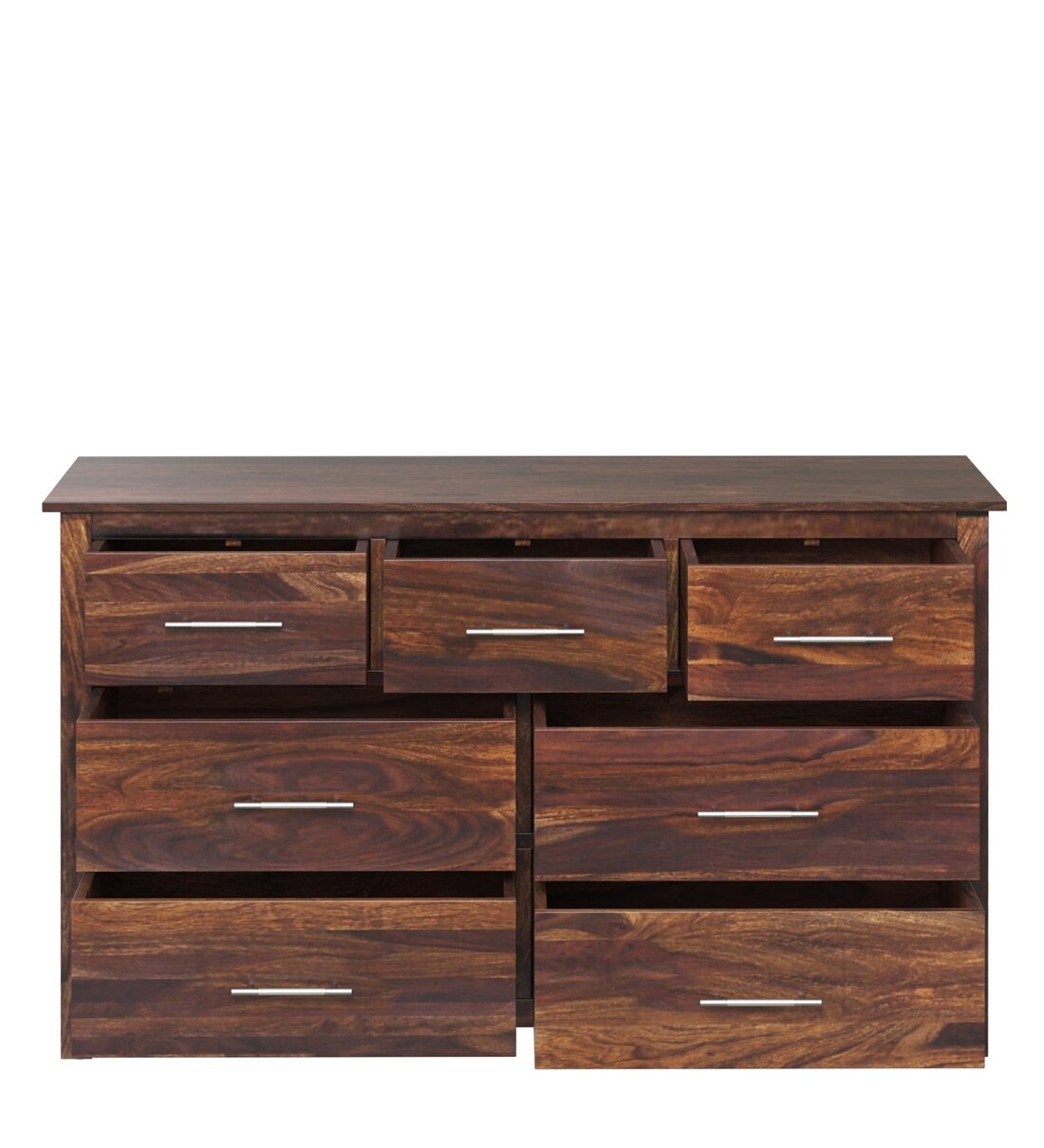 Stigen Sheesham Wood Chest Of Drawers In Scratch Resistant Honey Oak Finish