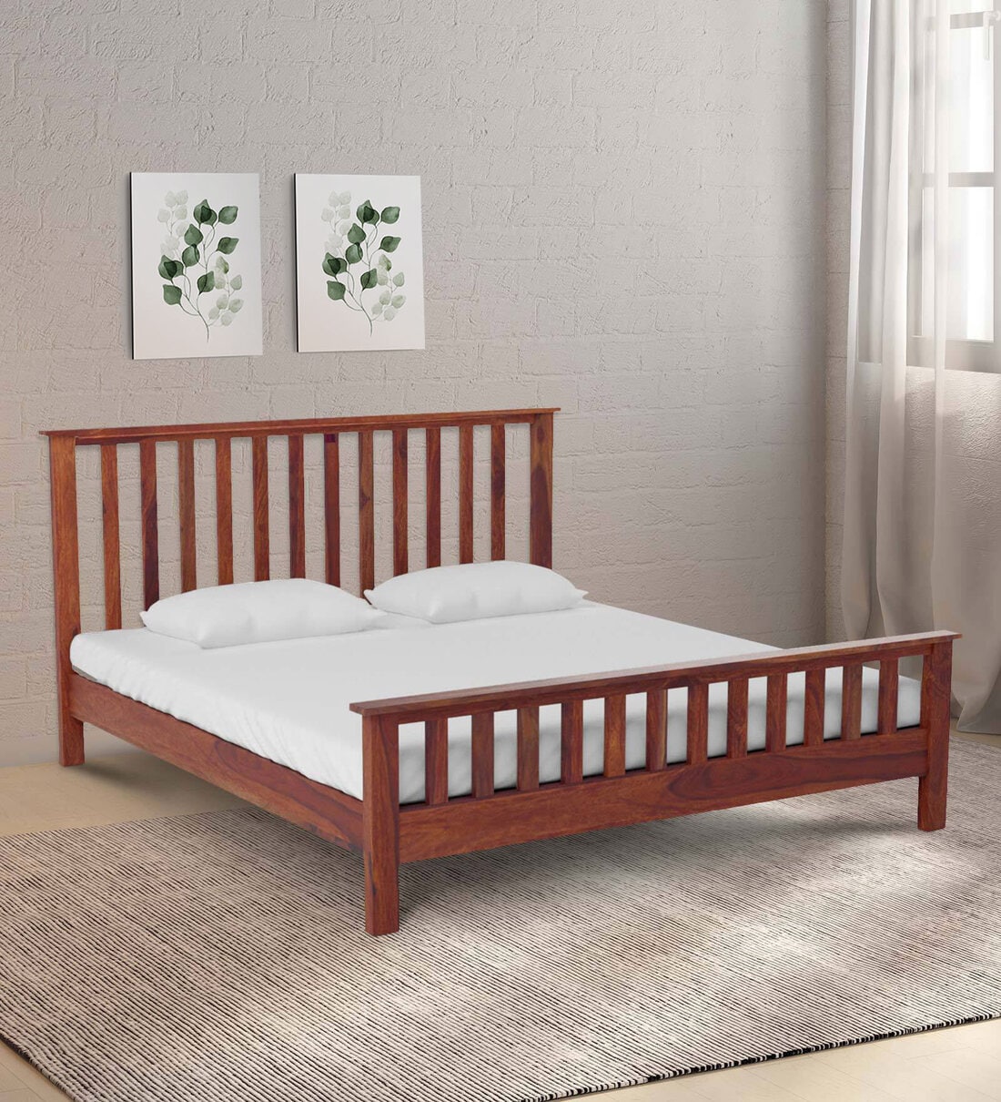Buy Abbey Sheesham Wood King Size Bed In Honey Oak Finish at 4 OFF by