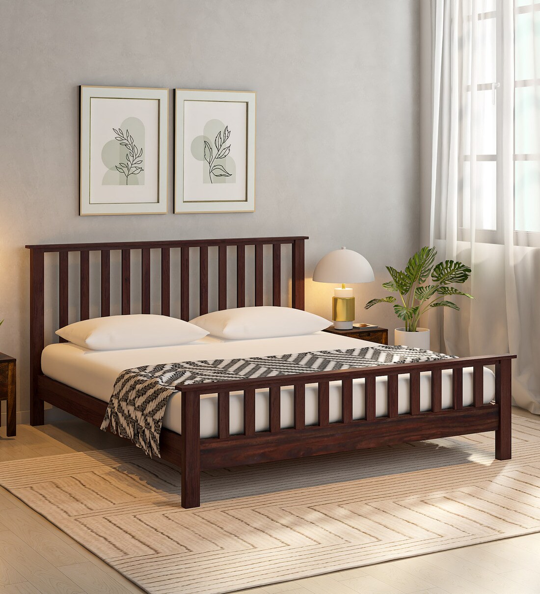 Buy Abbey Sheesham Wood King Size Bed In Provincial Teak Finish Online