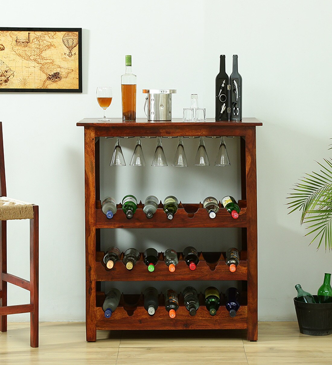 Buy Abbey Solid Wood Wine Rack In Honey Oak Finish By Woodsworth Online
