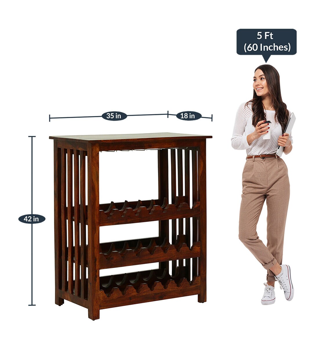 Buy Abbey Solid Wood Wine Rack In Honey Oak Finish By Woodsworth Online