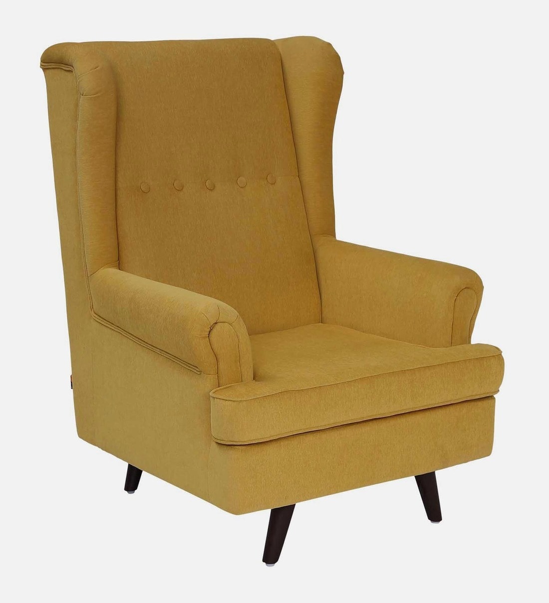 Buy Abdero Fabric Wing Chair In Yellow Colour With Foot Stool By
