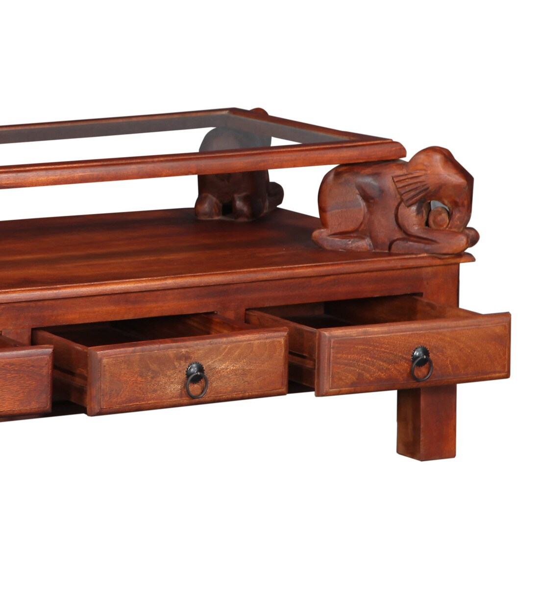 Buy Abhramu Solid Wood Handcrafted Coffee Table in Honey Oak Finish By