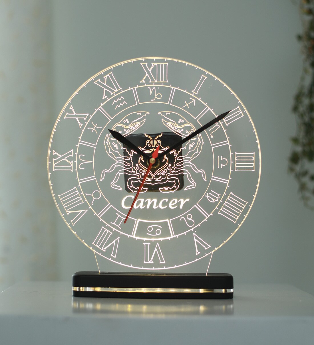 Buy Cancer Transparent Plastic Table Clock With LED Lights at 30 OFF