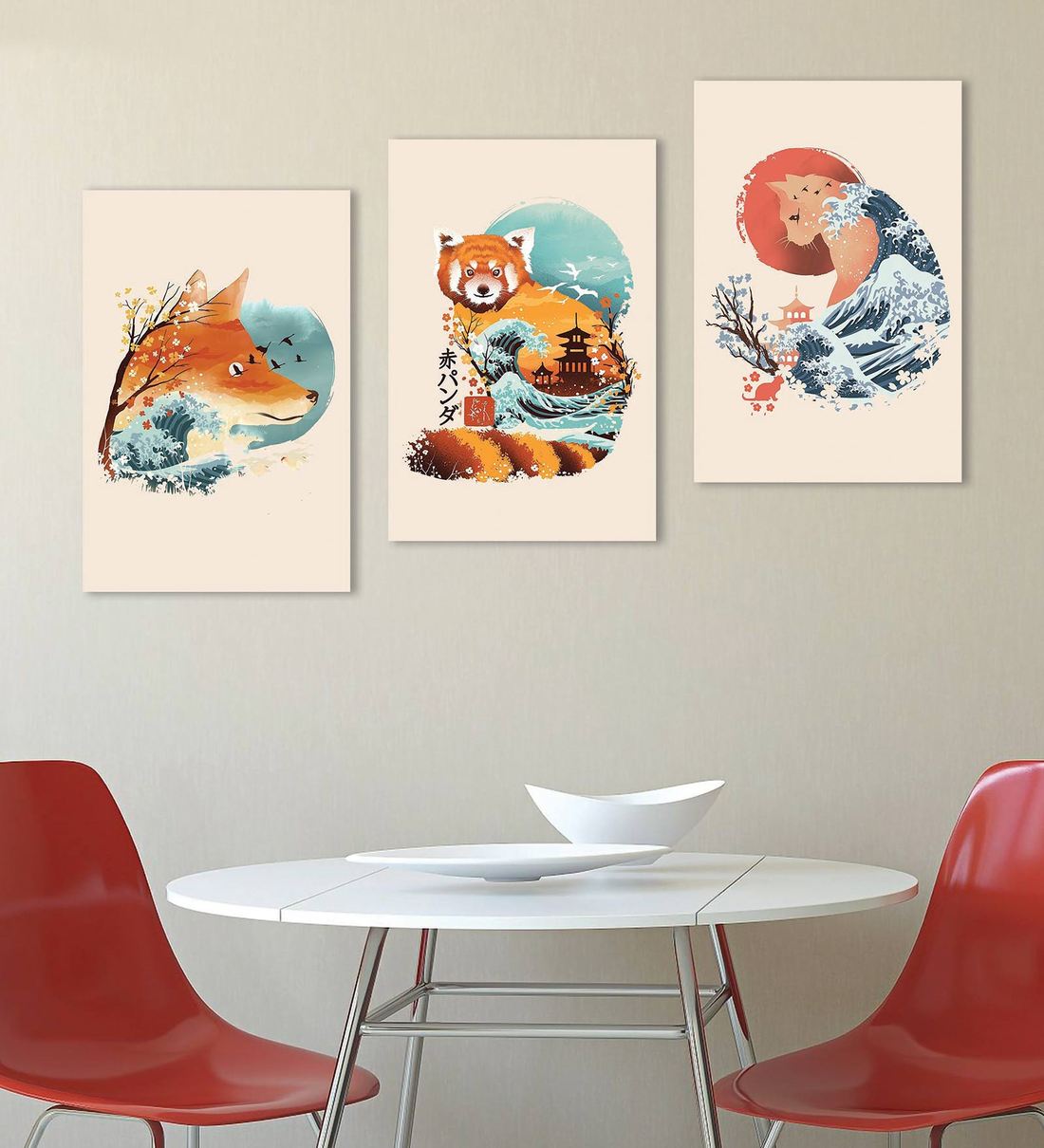 Buy Abstract Animal Art Set of 3 12\x18\ Stretched and Framed in