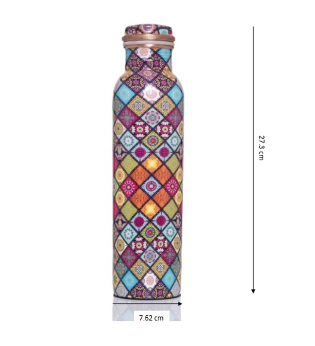 August Collectives Abstract Multicolor Copper Water Bottle - Image 2
