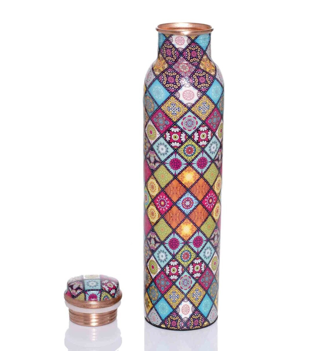 August Collectives Abstract Multicolor Copper Water Bottle - Image 4