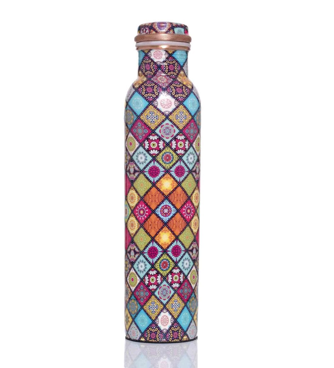 August Collectives Abstract Multicolor Copper Water Bottle - Image 3