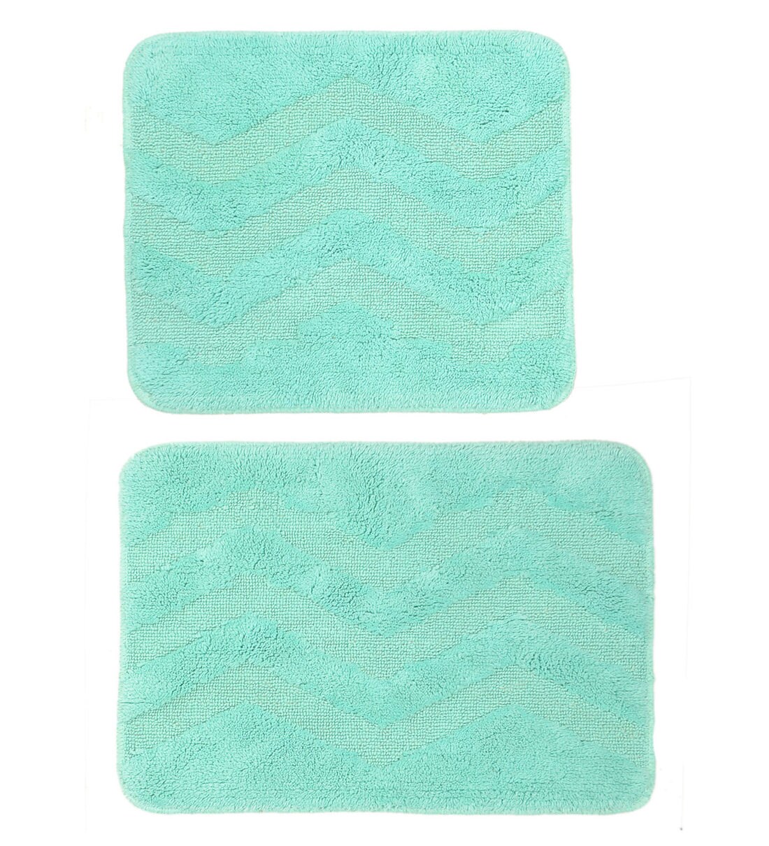 Buy Blue Geometric Cotton 24x18 Inches AntiSkid Bath Mat (Set of 2) by