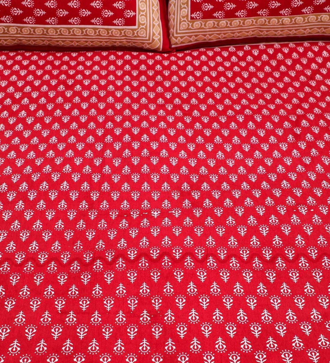 Buy Red Traditional 220 TC Cotton 1 Double Bedsheet with 2 Pillow