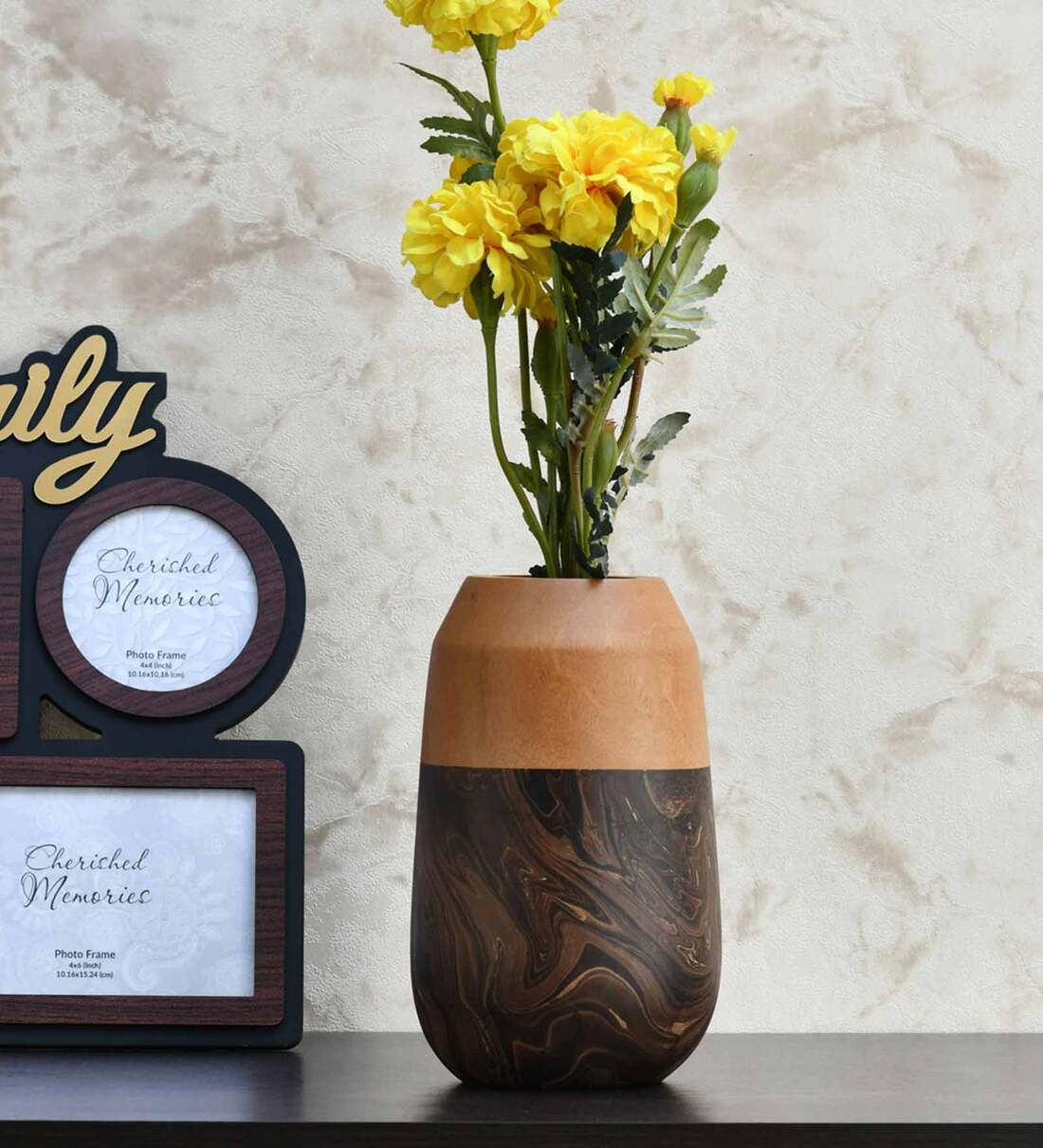 Buy Abstract Tumbler Brown Mango Wood Floor Vase by home Online