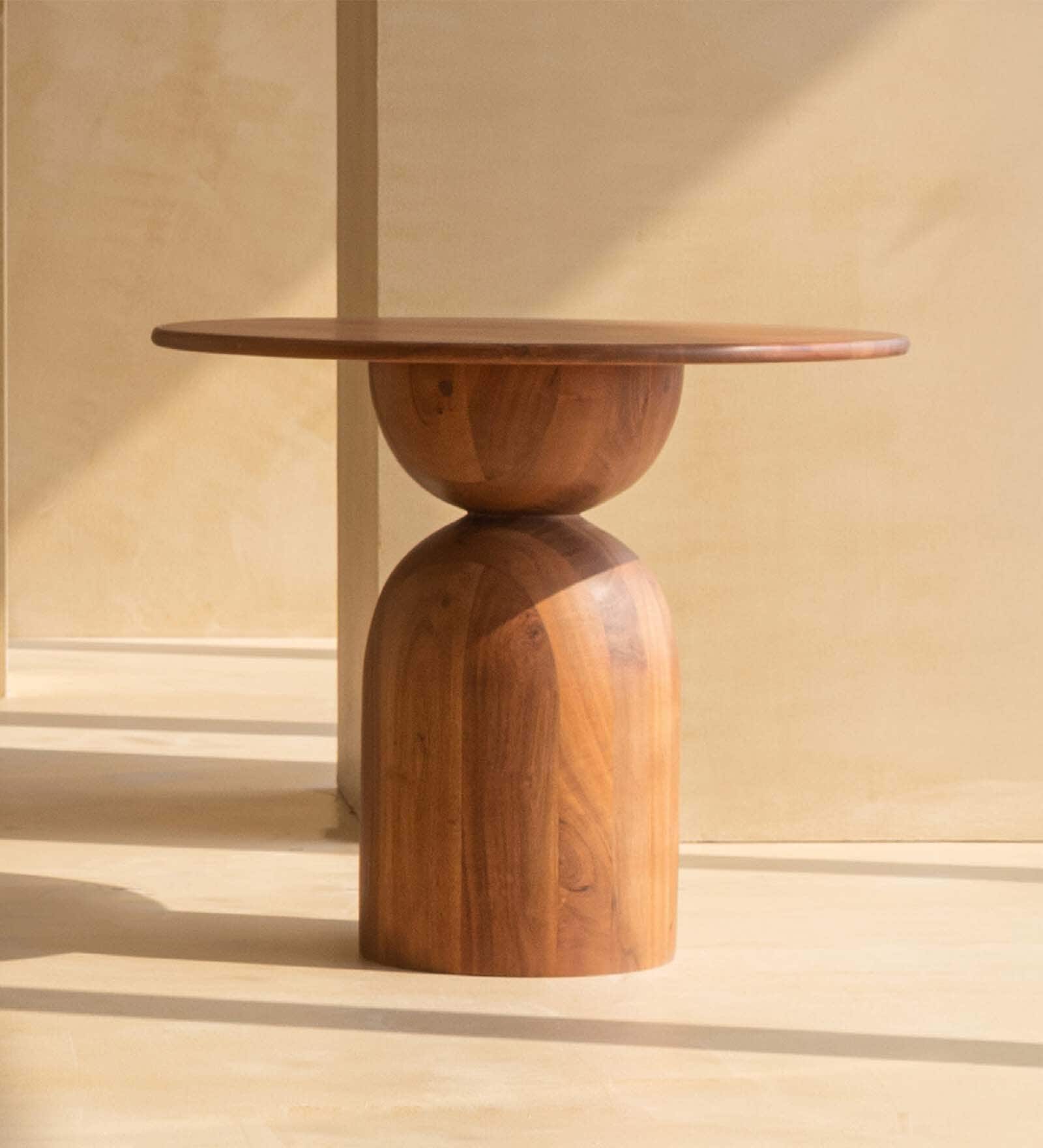 Abacus Solid Wood Side Table In Kaira Finish
