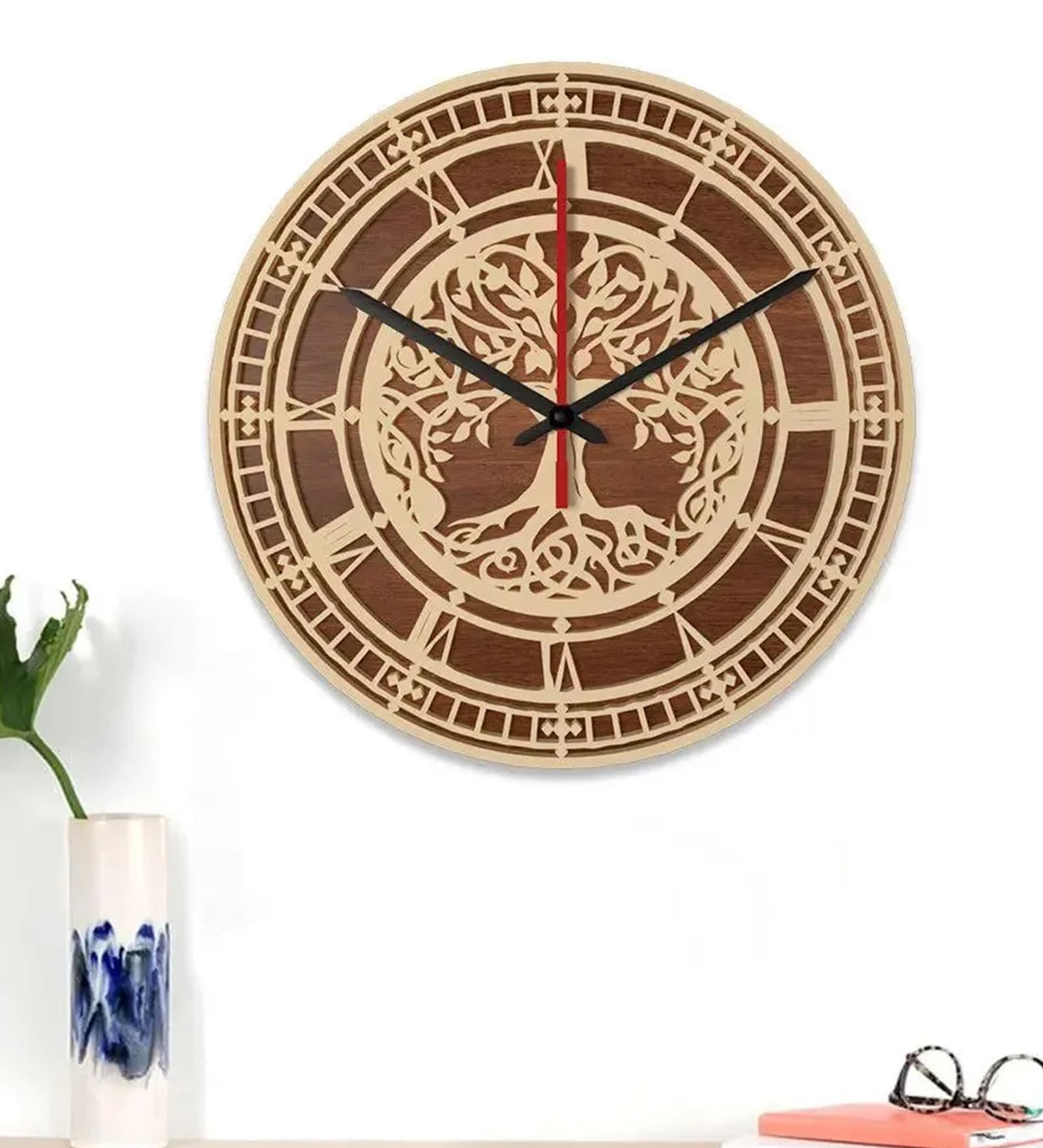 Abanoub Engineered Wood Natural Wall Clock