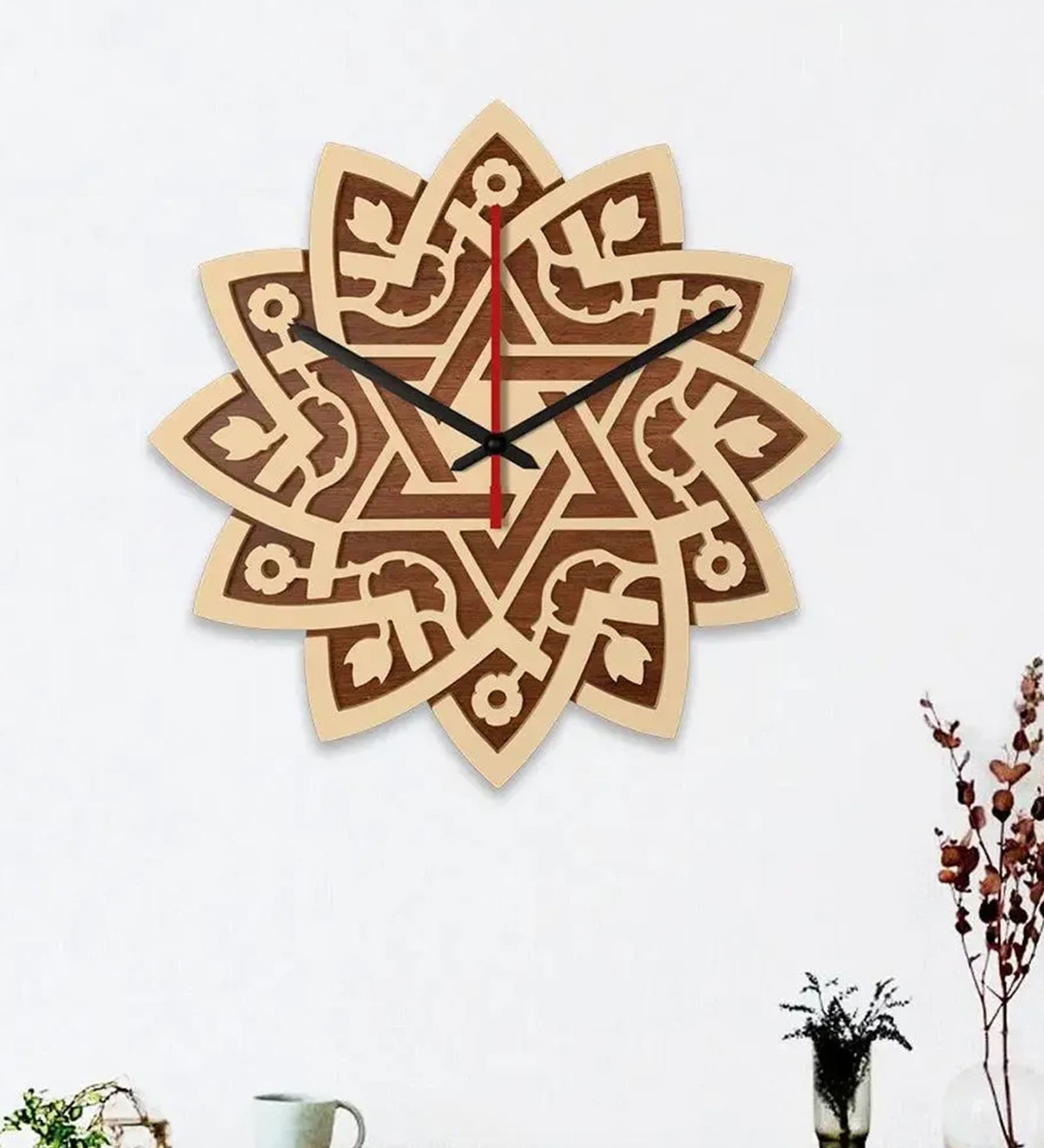 Abasi Engineered Wood Natural Wall Clock