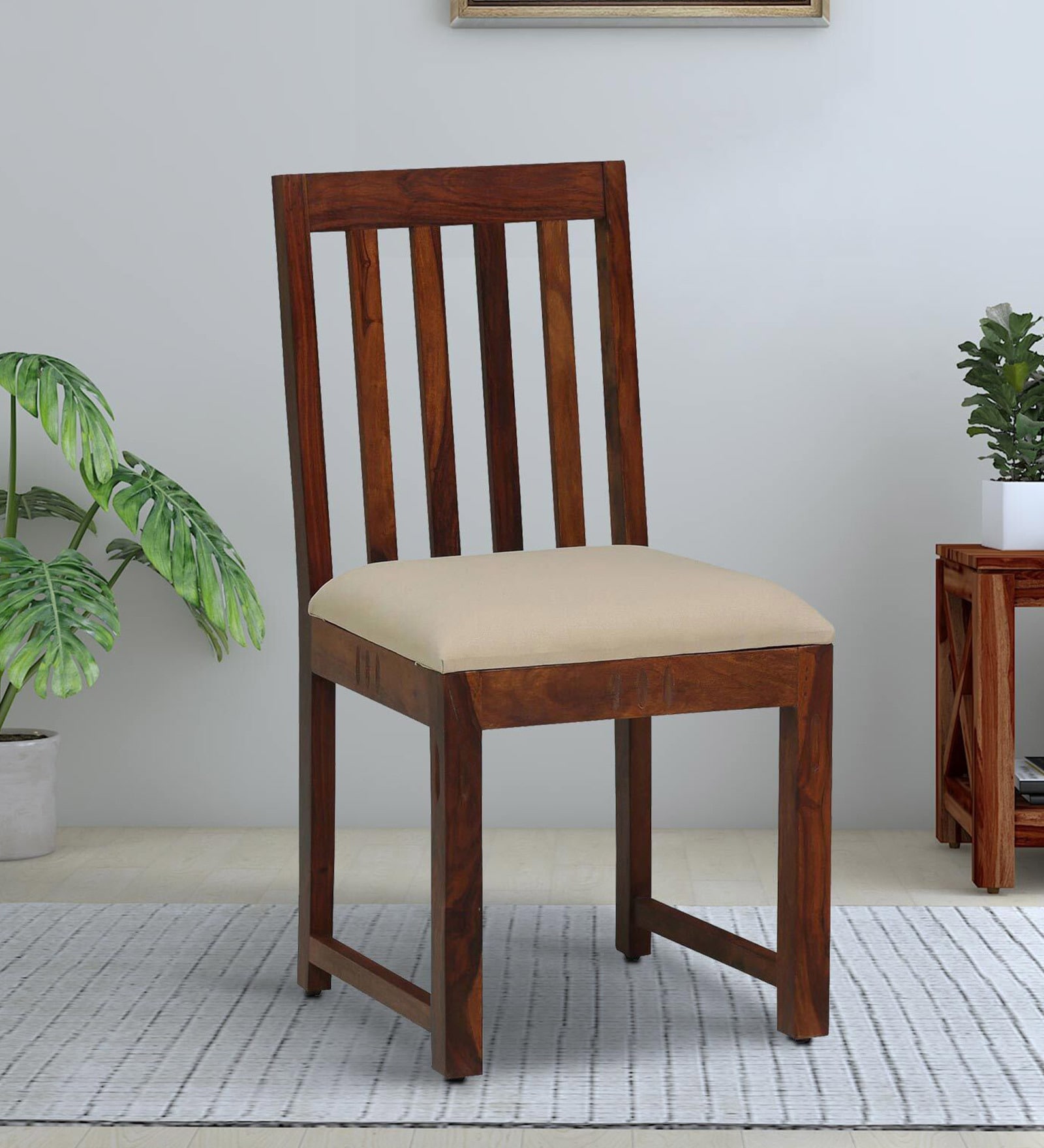 Abbey Sheesham Wood Dining Chairs In Honey Oak Finish (Set Of 2)