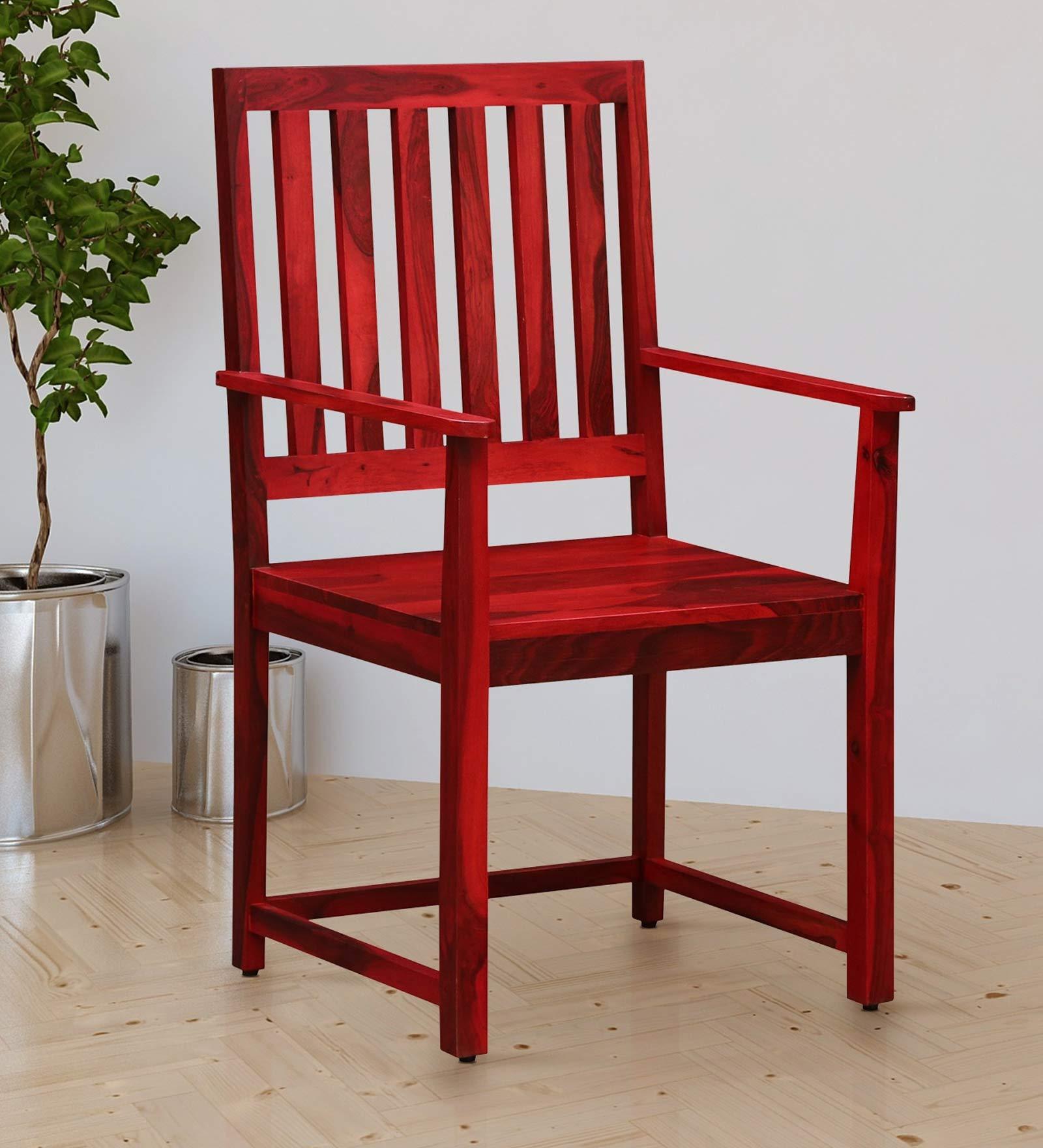 Buy Abbey Solid Wood Armchair in Spicy Red Finish at 2 OFF by