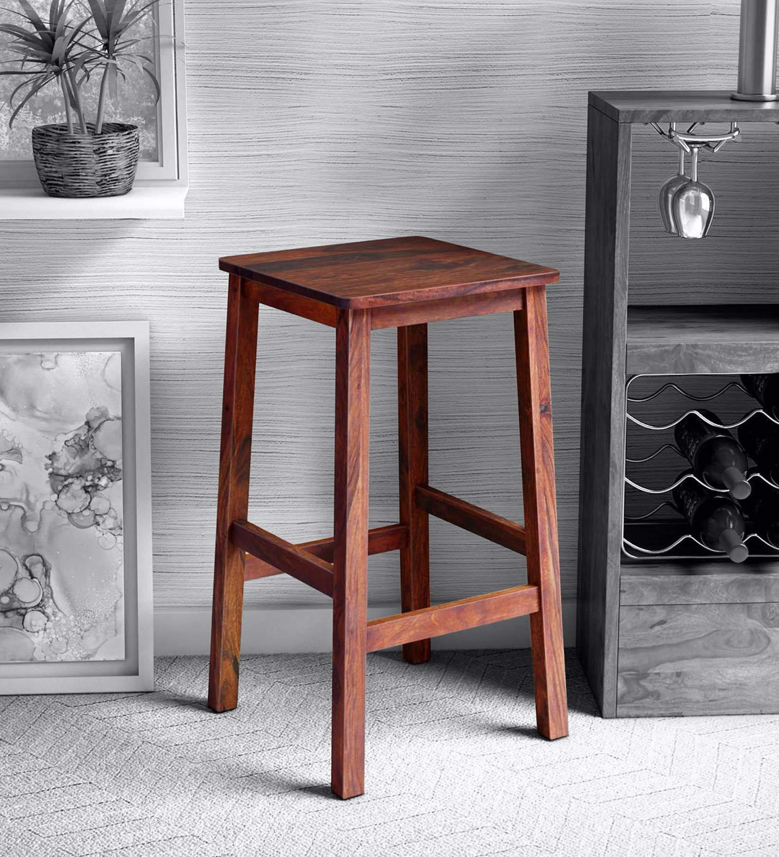 Buy Abbey Sheesham Wood Bar Stool In Honey Oak Finish at 22 OFF by