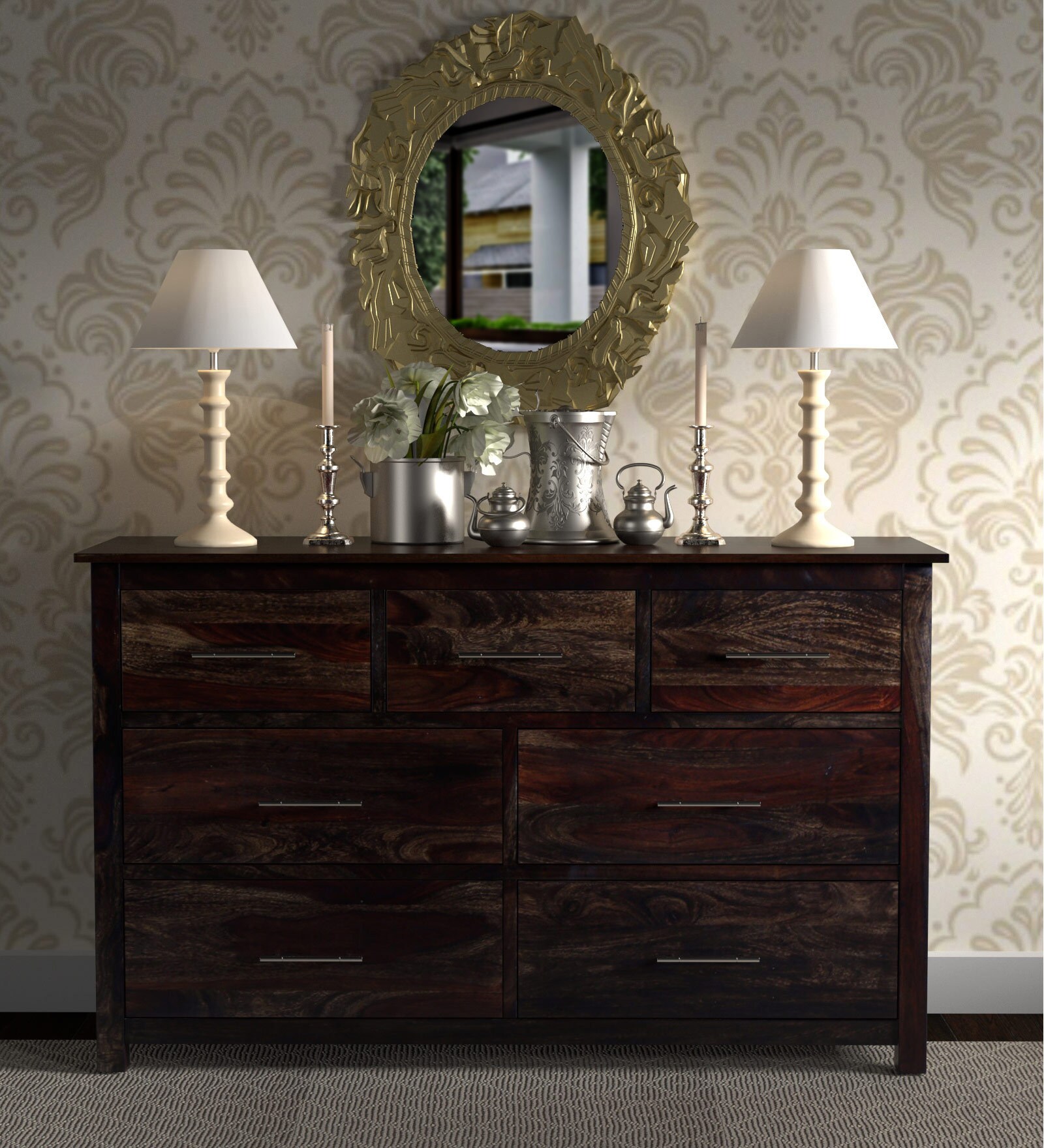 Abbey Sheesham Wood Chest Of Drawer in Warm Chestnut Finish
