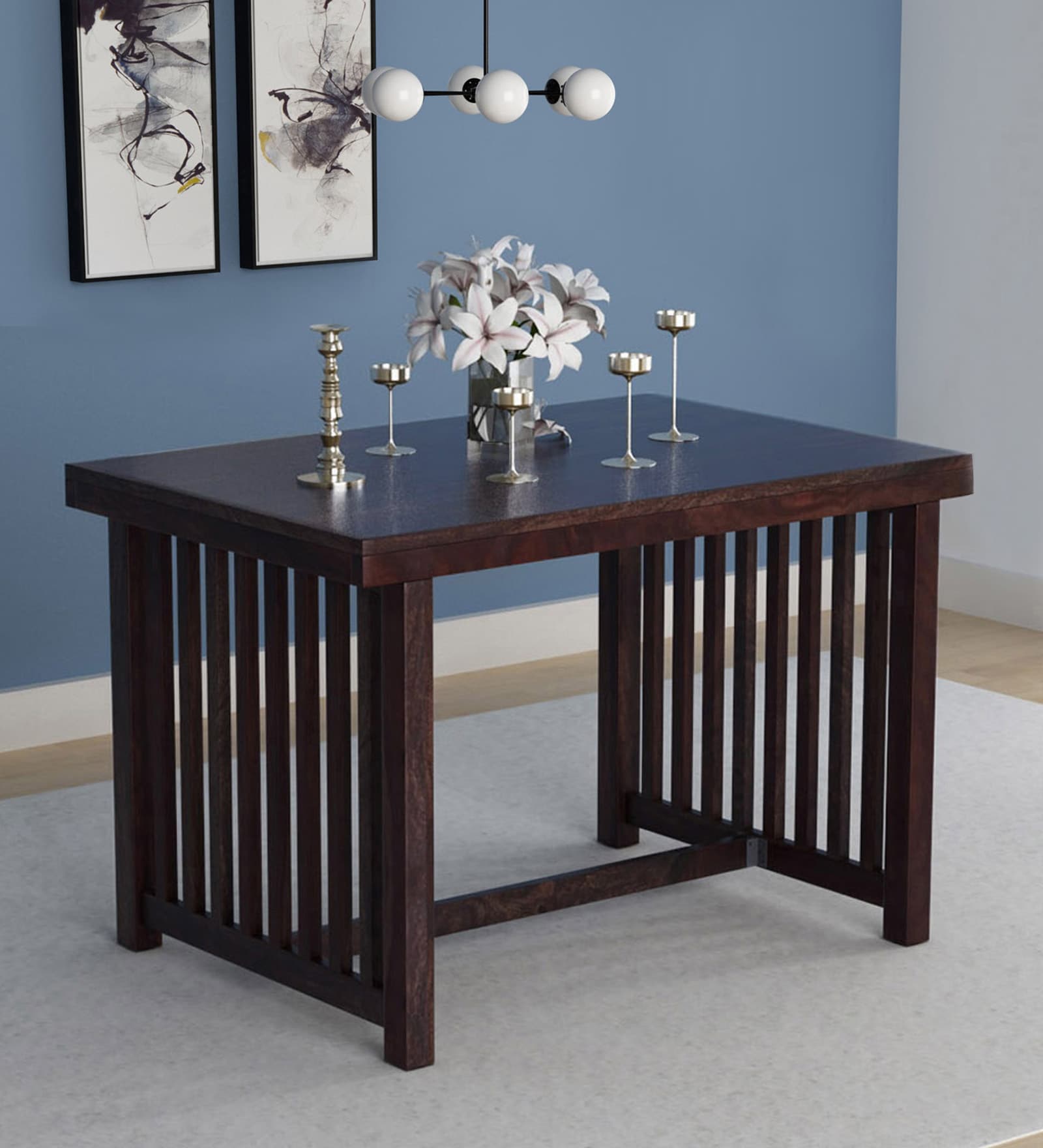 Abbey Sheesham Wood Four Seater Dining Table in Warm Chestnut Finish