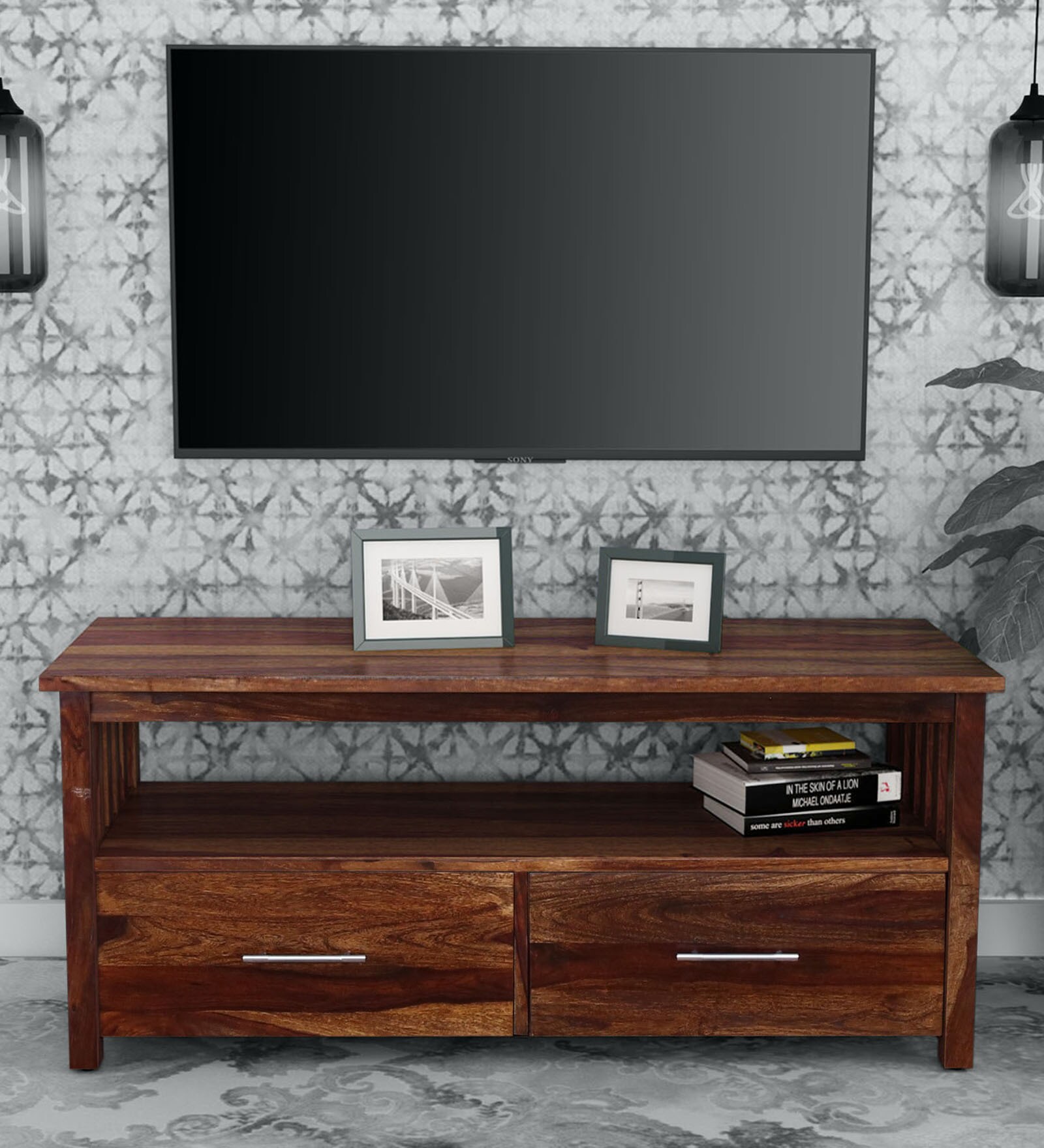Buy Abbey Solid Wood TV Console in Provincial Teak Finish by Woodsworth