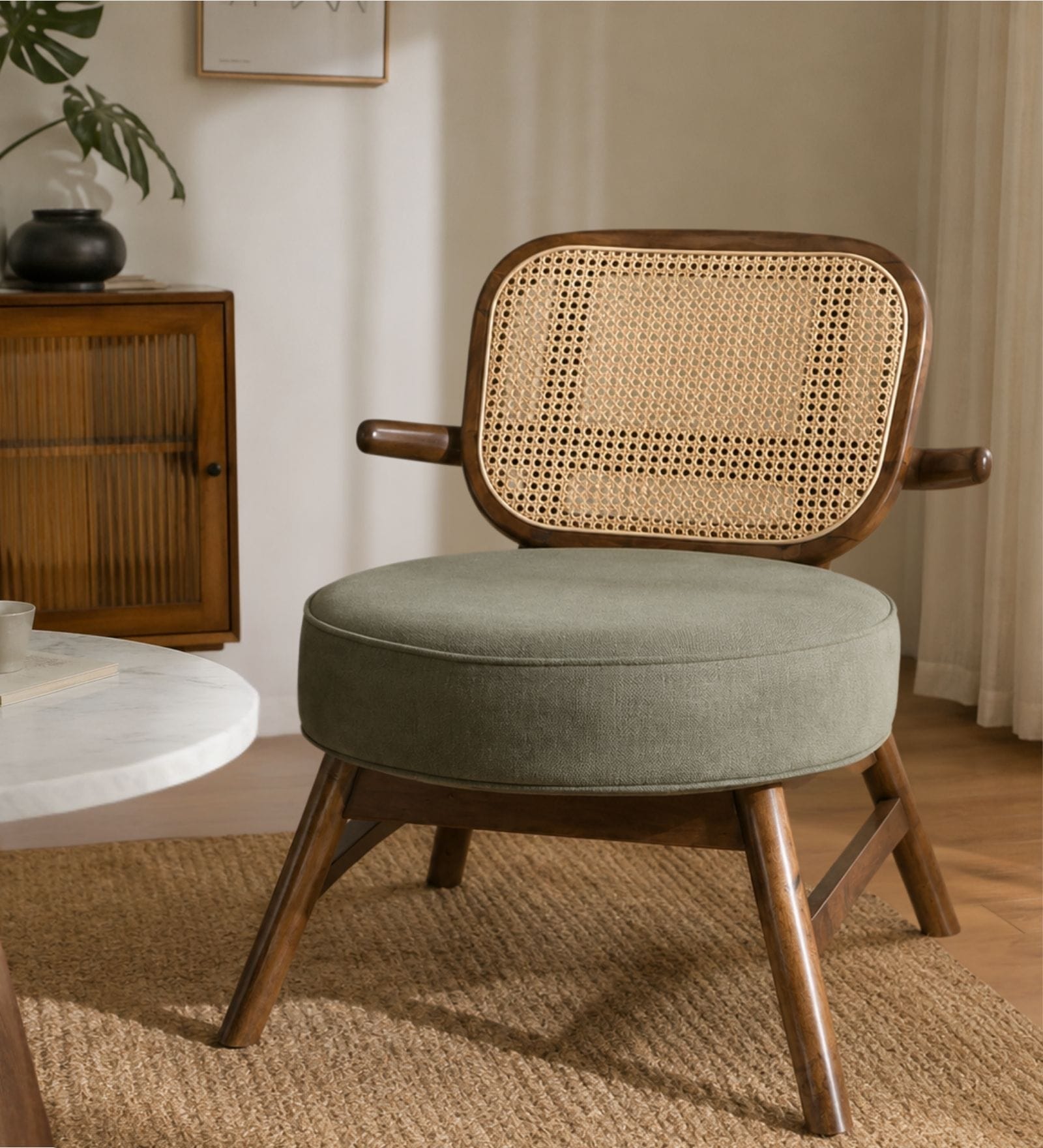 Abby Plush chair In Walnut Colour