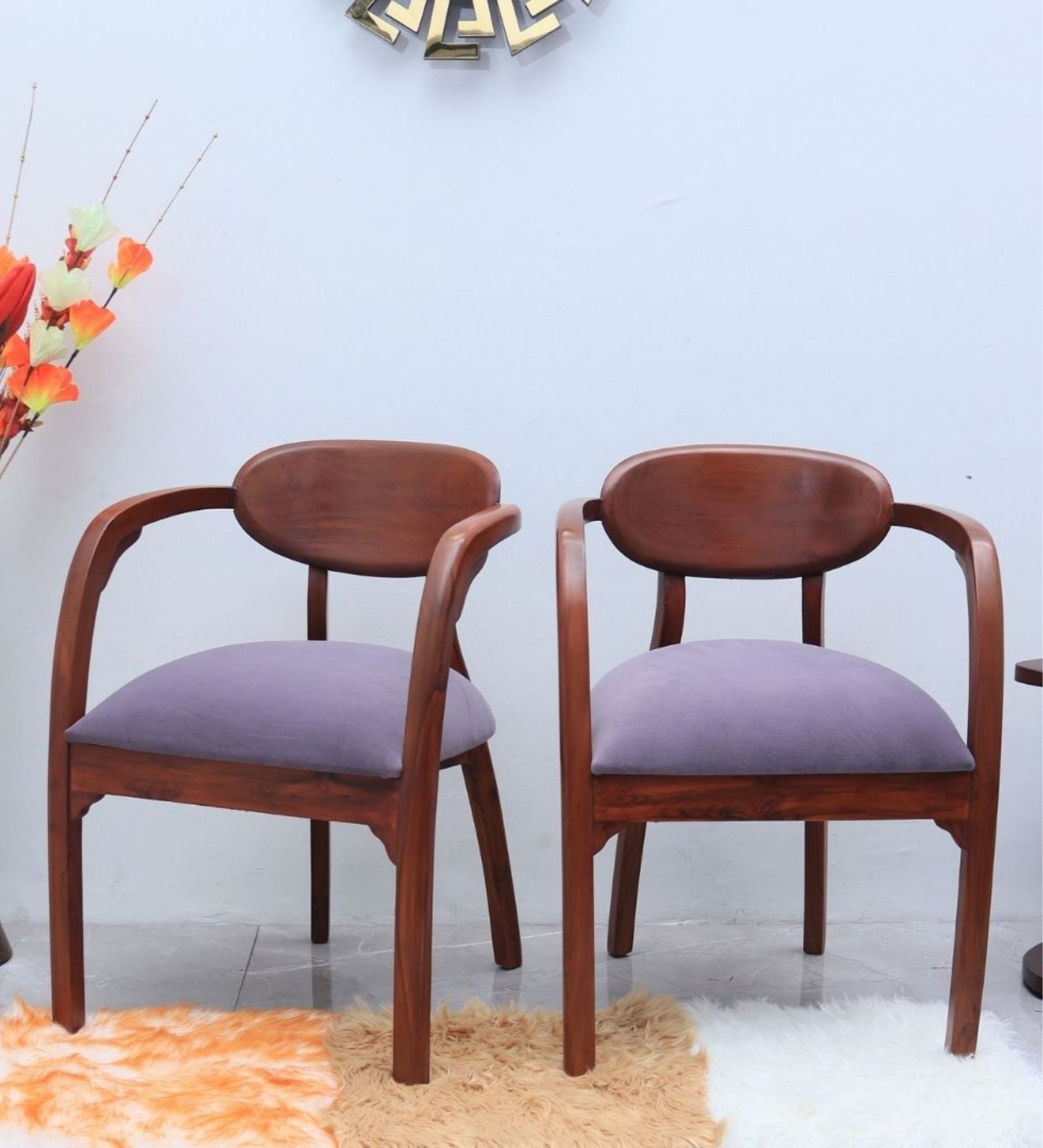 Abetos Teak Wood Arm Chair In Brown Colour (Set of 2)
