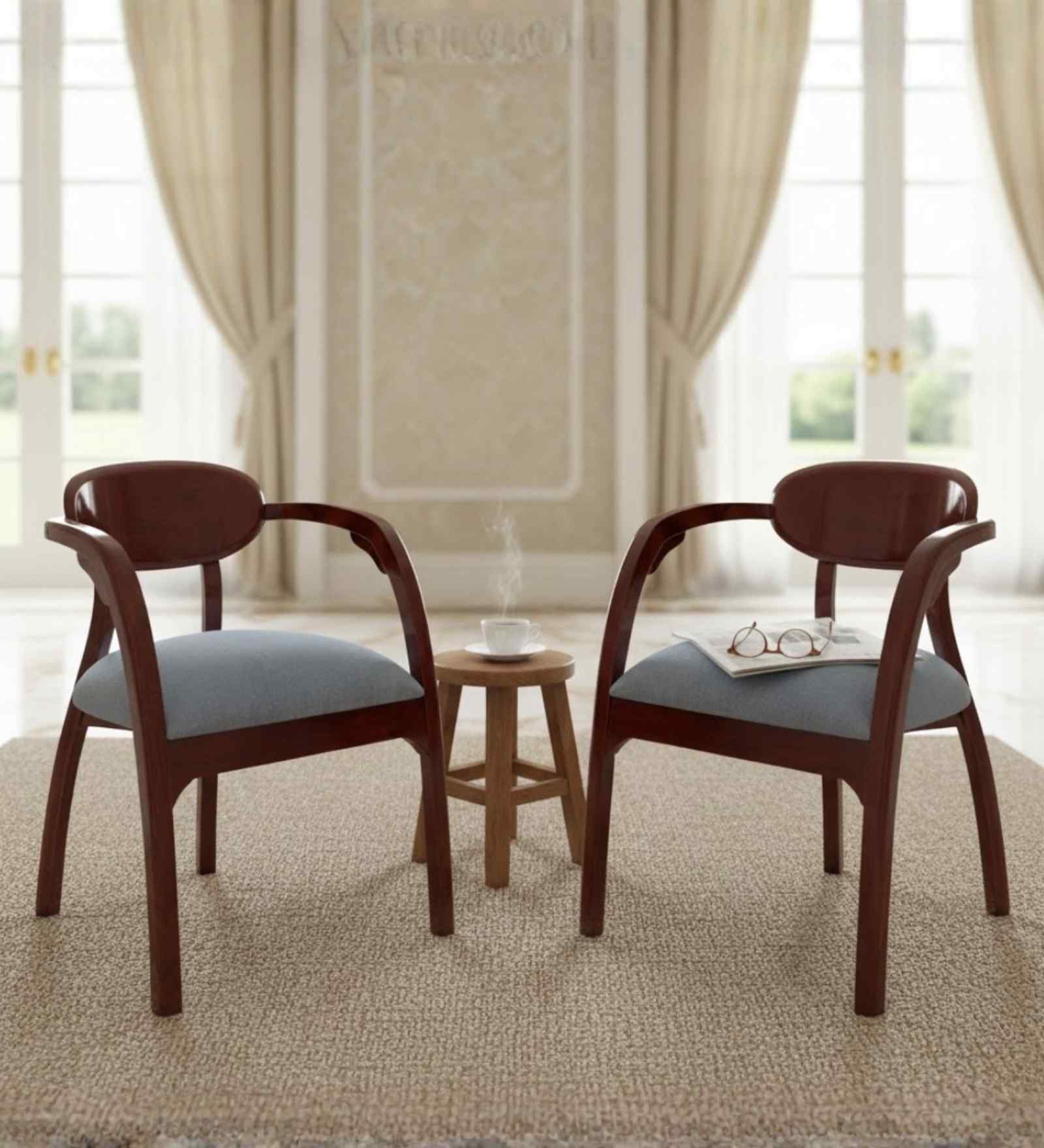 Abetos Teak Wood Arm Chair In Brown Finish