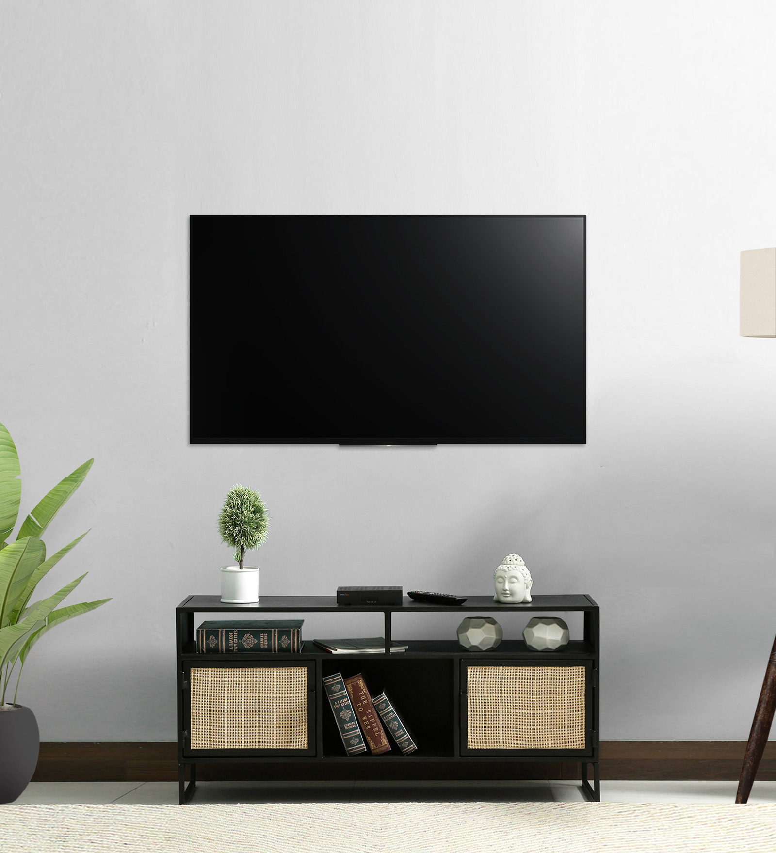 Abner Metal TV Console In Black Finish For TVs Up To 43"