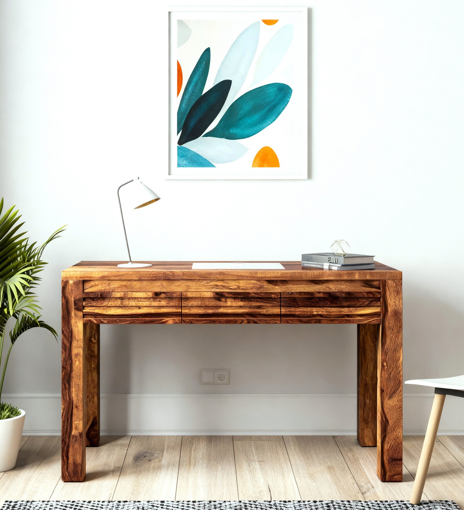 Abomey Writing Table In Natural Teak Finish
