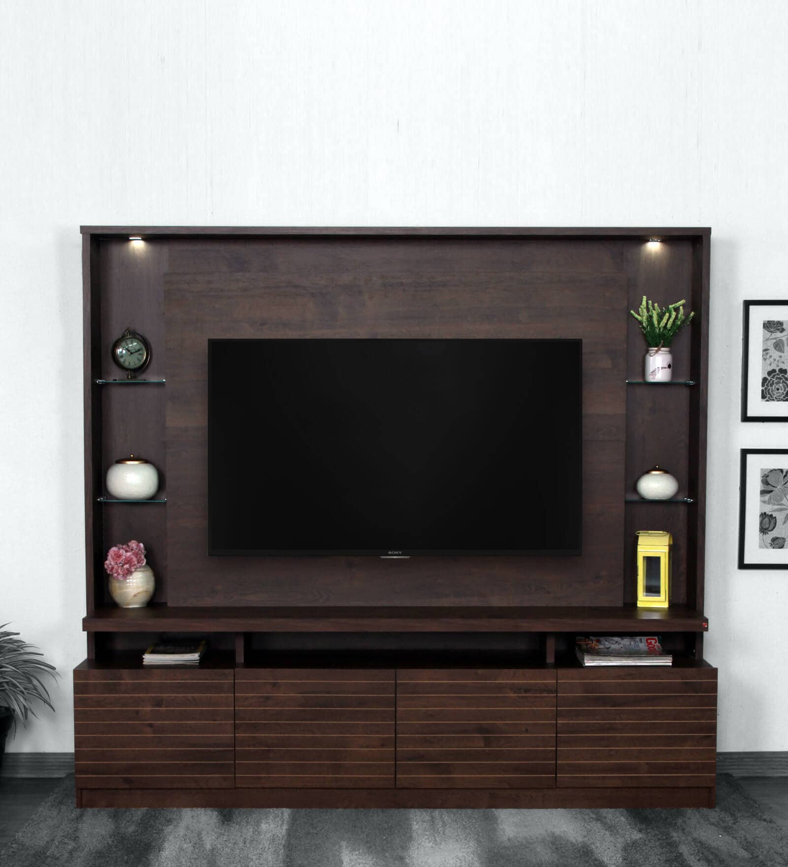 Buy Abril TV Unit in Rustic Brown Finish CasaCraft at 1 OFF by