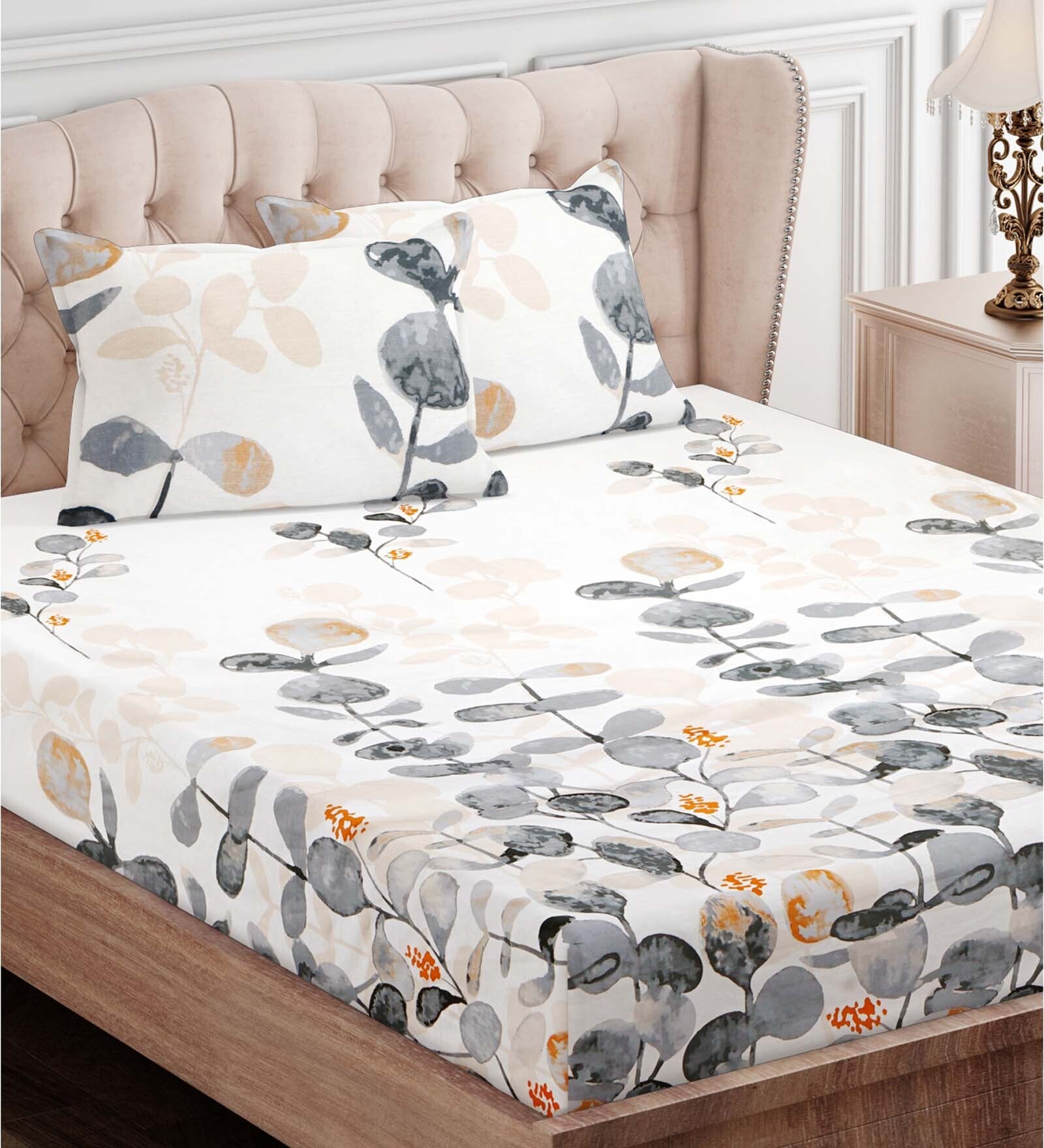 Multicolor Floral 210 TC Cotton Queen Sized Bed Sheets with 2 Pillow Covers
