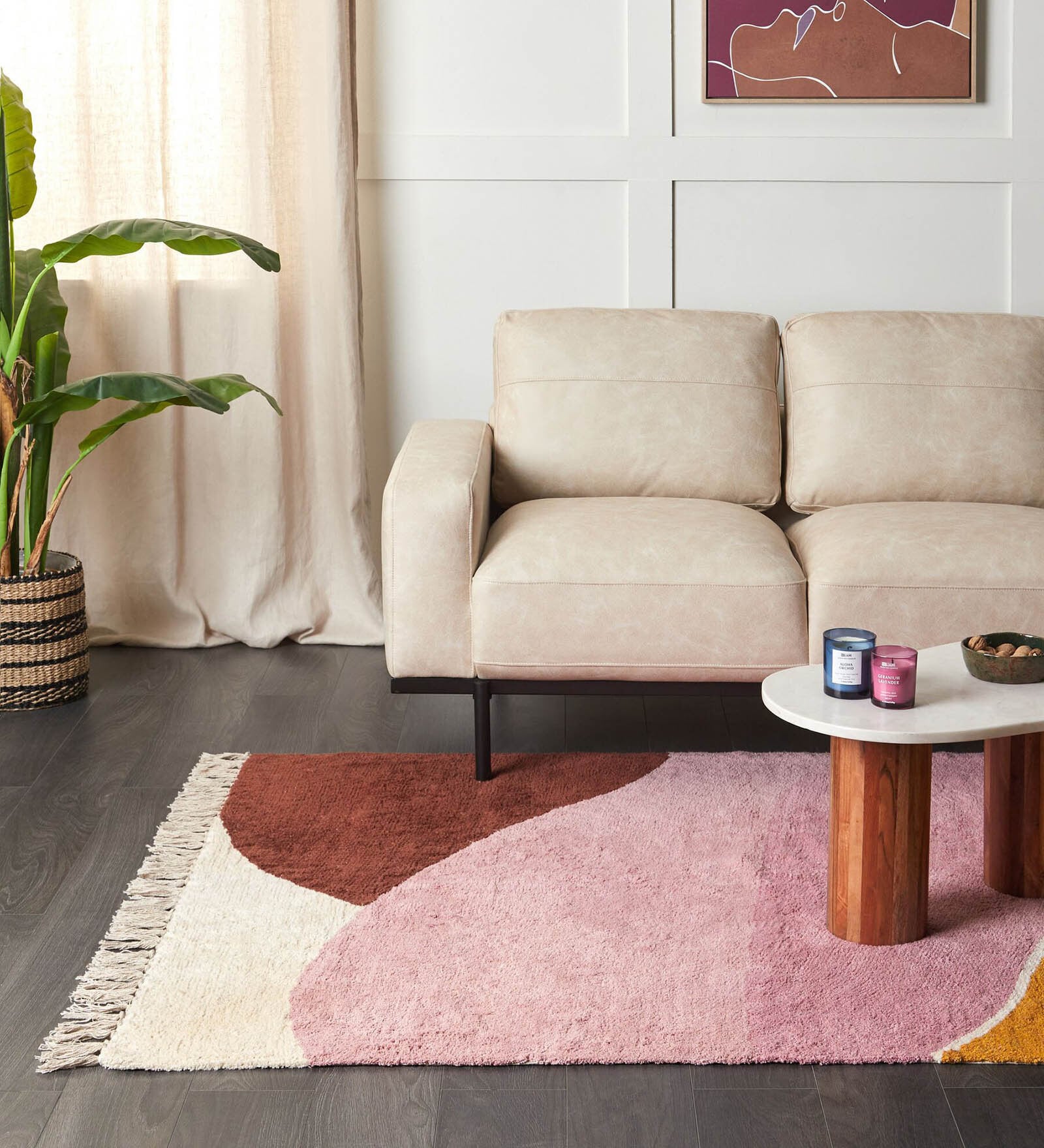 Abstract Cotton 6 Ft X 4 Ft Hand Tufted Dhurrie