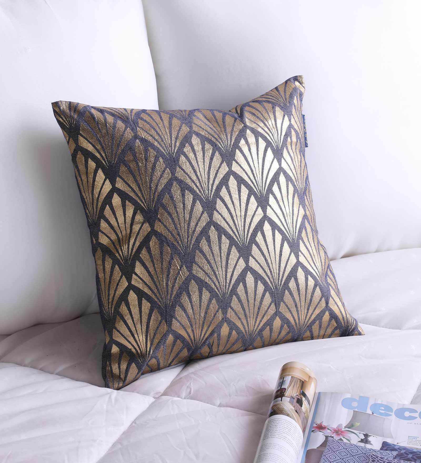 Grey Traditional Pattern Cotton 16 x 16 Inches Cushion Cover
