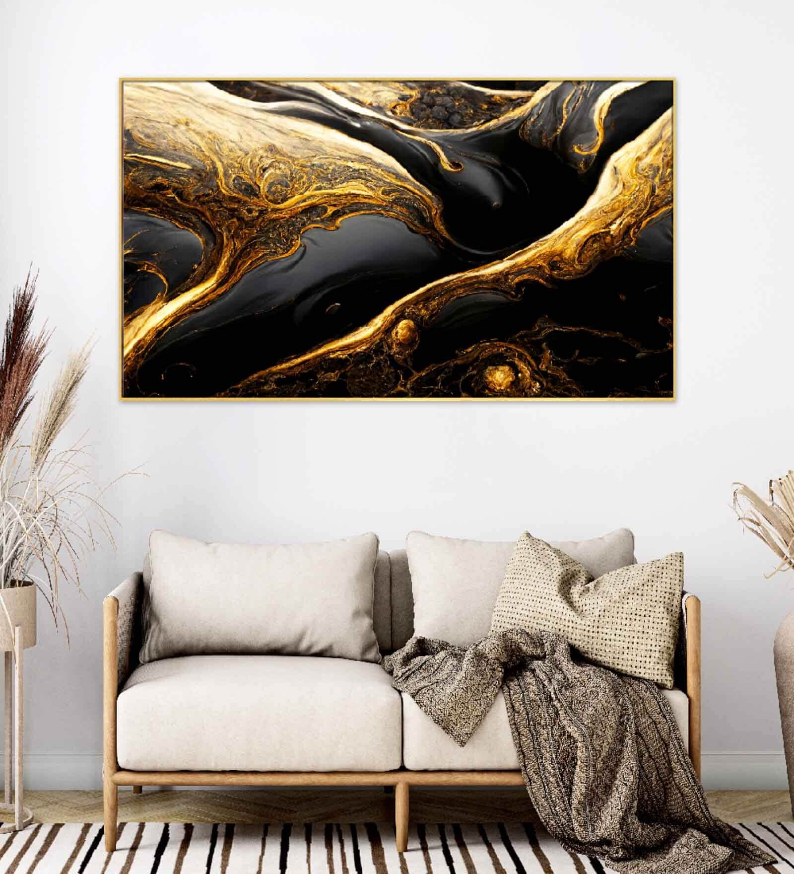 Abstract Deco Gold & Black Canvas Art Print