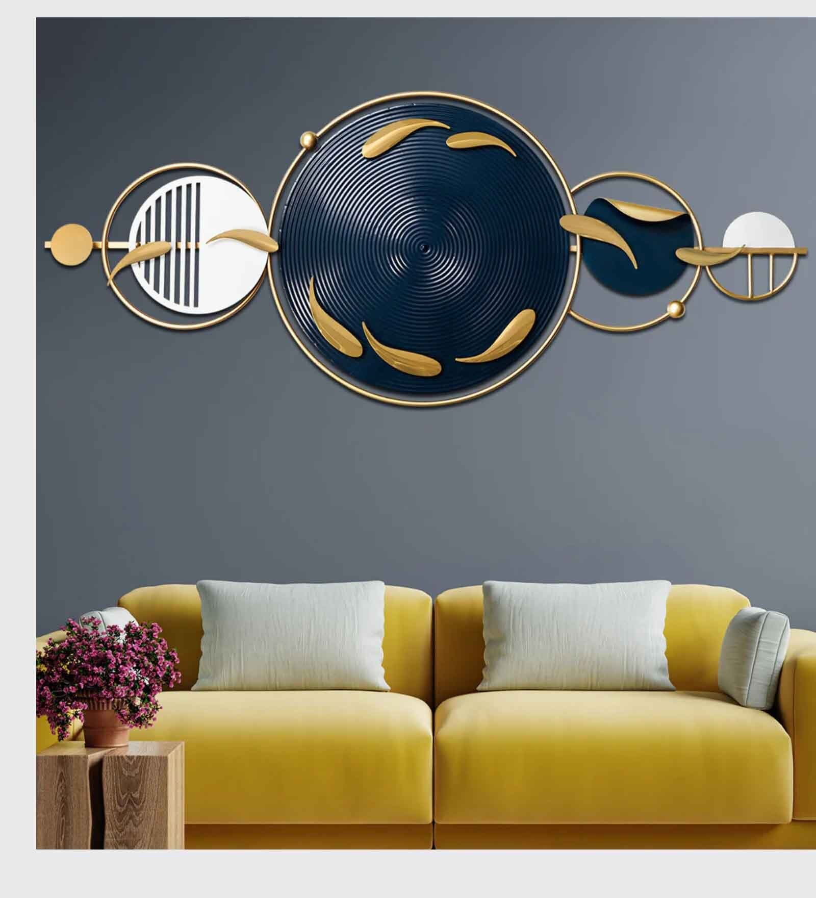 Abstract Designer Blue Metal Wall Art