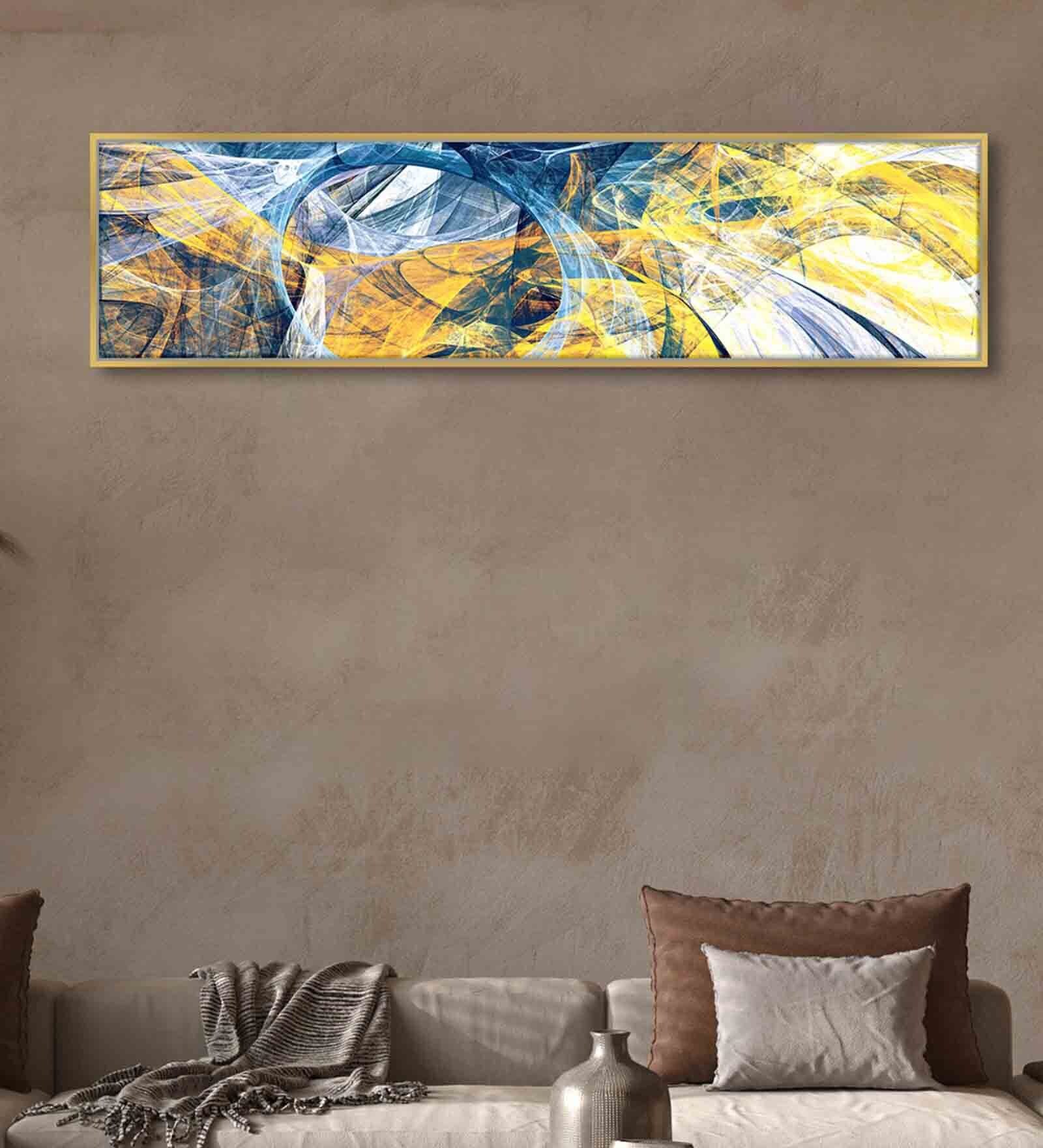 Abstract Designs Blue And Yellow Canvas Art Print