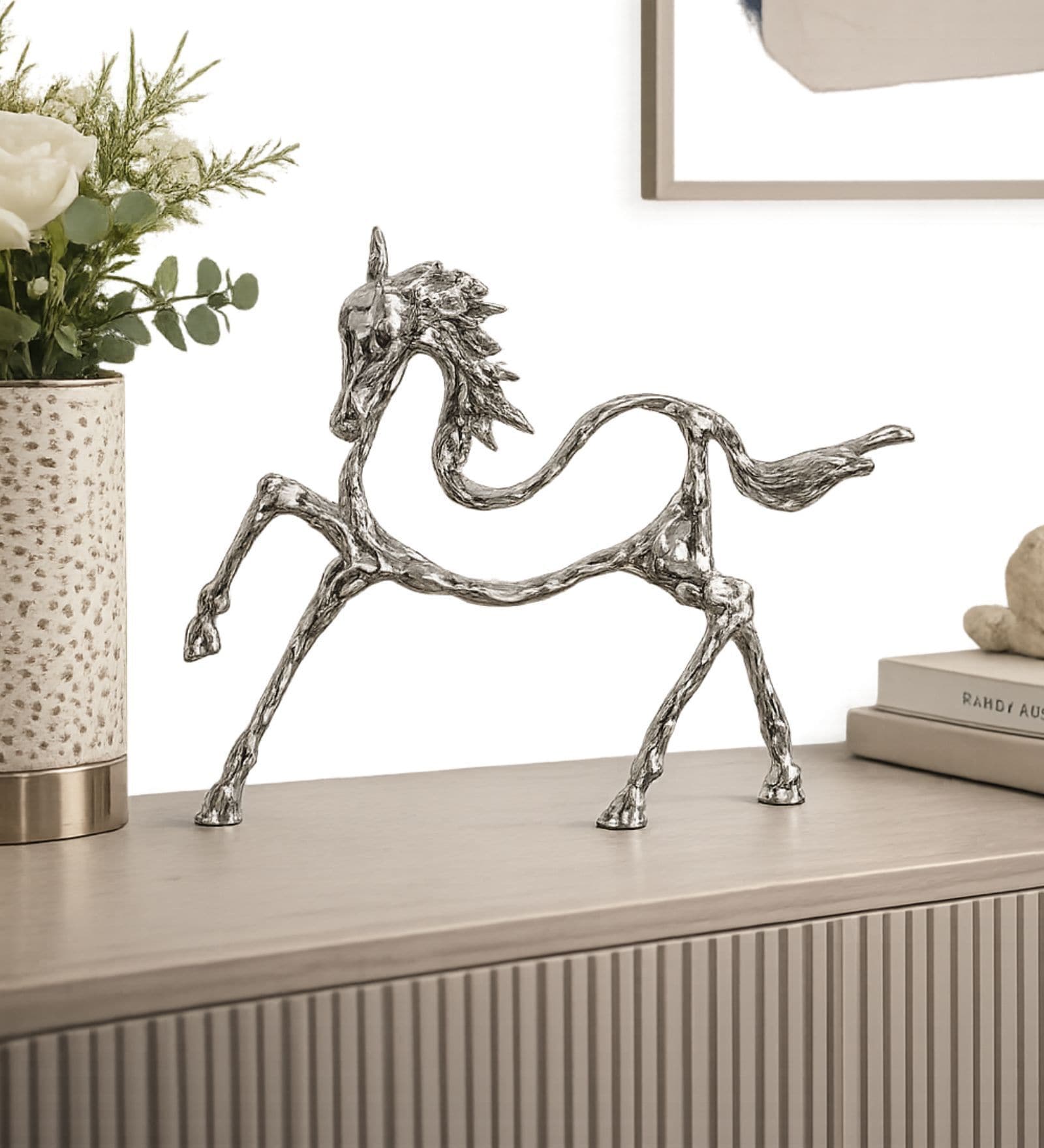Abstract Equine Silver Horse Sculptures